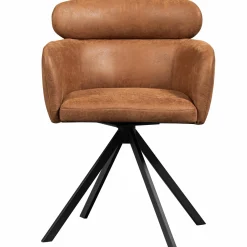 Draaibare Eetkamerstoel Fenne Lederlook - Cognac - Loft24.nl