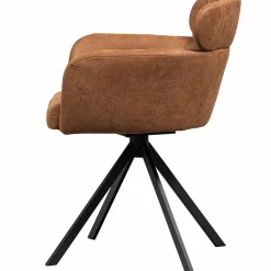 Draaibare Eetkamerstoel Fenne Lederlook - Cognac - Loft24.nl