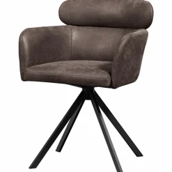 Draaibare Eetkamerstoel Fenne Lederlook - Zwart-Grijs - Loft24.nl