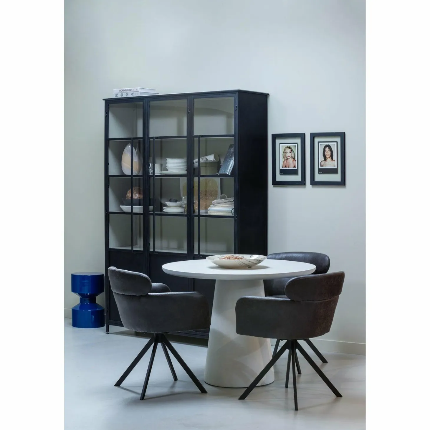 Draaibare Eetkamerstoel Fenne Lederlook - Zwart-Grijs - Loft24.nl