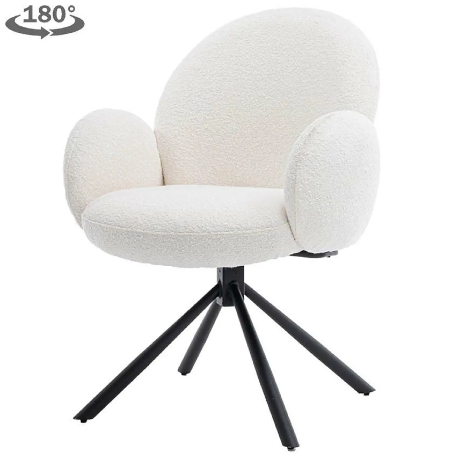 Draaibare Eetkamerstoel Imola Bouclé - Wit - Loft24.nl