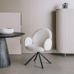 Draaibare Eetkamerstoel Imola Bouclé - Wit - Loft24.nl