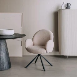 Draaibare Eetkamerstoel Imola Bouclé - Beige - Loft24.nl