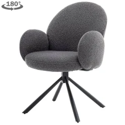 Draaibare Eetkamerstoel Imola Bouclé - Antraciet - Loft24.nl