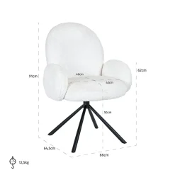 Draaibare Eetkamerstoel Jolie Teddy - Loft24.nl