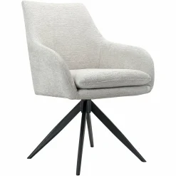 Draaibare Eetkamerstoel Lisonne Chenille kleur Crème - Loft24.nl