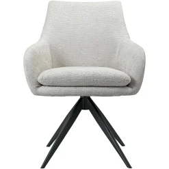 Draaibare Eetkamerstoel Lisonne Chenille kleur Crème - Loft24.nl