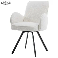 Draaibare Eetkamerstoel Livo Bouclé - Wit - Loft24.nl