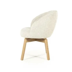 Draaibare Eetkamerstoel Livia Bouclé en eikenhout - Beige - Loft24.nl