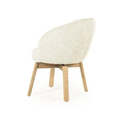 Draaibare Eetkamerstoel Livia Bouclé en eikenhout - Beige - Loft24.nl