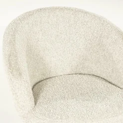 Draaibare Eetkamerstoel Livia Bouclé en eikenhout - Beige - Loft24.nl