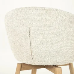 Draaibare Eetkamerstoel Livia Bouclé en eikenhout - Beige - Loft24.nl