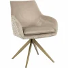 Draaibare Eetkamerstoel Lisonne Velvet en stof kleur Khaki/Naturel - Loft24.nl