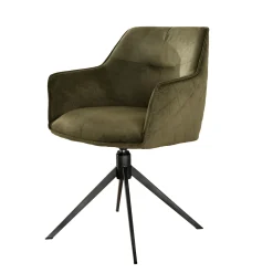 Draaibare Eetkamerstoel Pull - Groen Velours - Loft24.nl