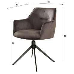 Draaibare Eetkamerstoel Pull - Roze Velours - Loft24.nl