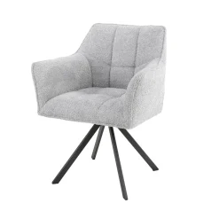 Draaibare Eetkamerstoel Raster - Bouclé Zilver - Loft24.nl