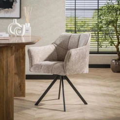 Draaibare Eetkamerstoel Raster Velvet – Rich Zand - Loft24.nl