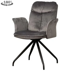 Draaibare eetkamerstoel Rota met armleuning - Grijs - Loft24.nl