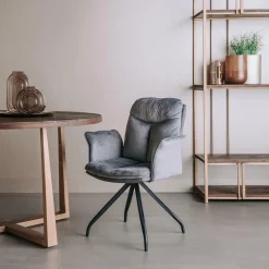 Draaibare eetkamerstoel Rota met armleuning - Grijs - Loft24.nl