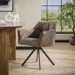 Draaibare Eetkamerstoel Raster Velvet – Rich Taupe - Loft24.nl