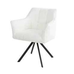 Draaibare Eetkamerstoel Raster - Bouclé Wit - Loft24.nl