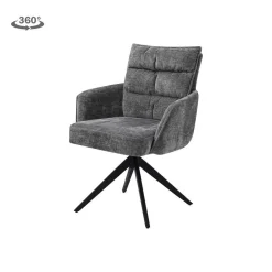 Draaibare Eetkamerstoel Rosora met armleuning - Grijs - Loft24.nl