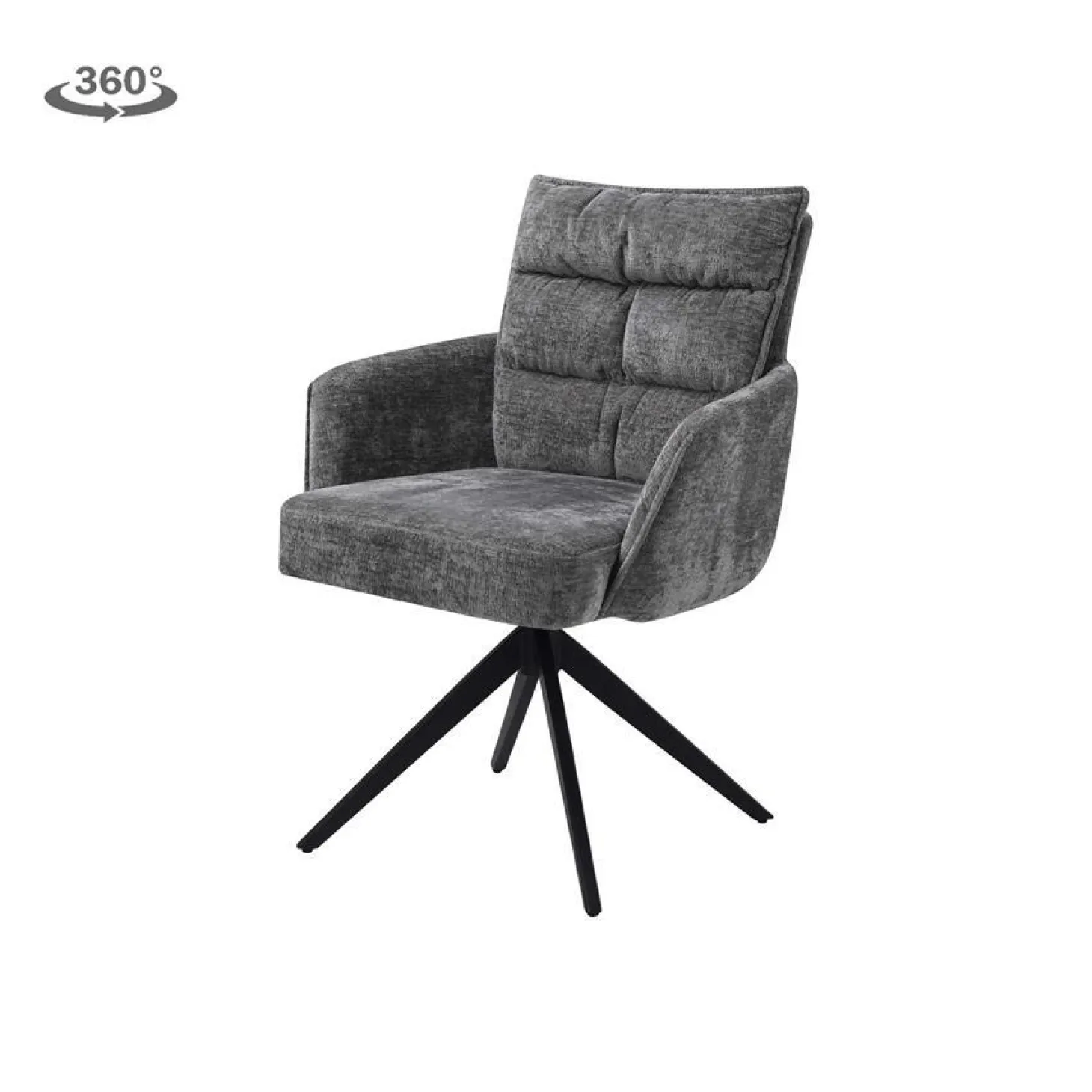 Draaibare Eetkamerstoel Rosora met armleuning - Grijs - Loft24.nl