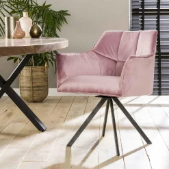 Draaibare Eetkamerstoel Raster Velvet – Roze - Loft24.nl