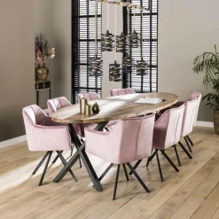 Draaibare Eetkamerstoel Raster Velvet – Roze - Loft24.nl