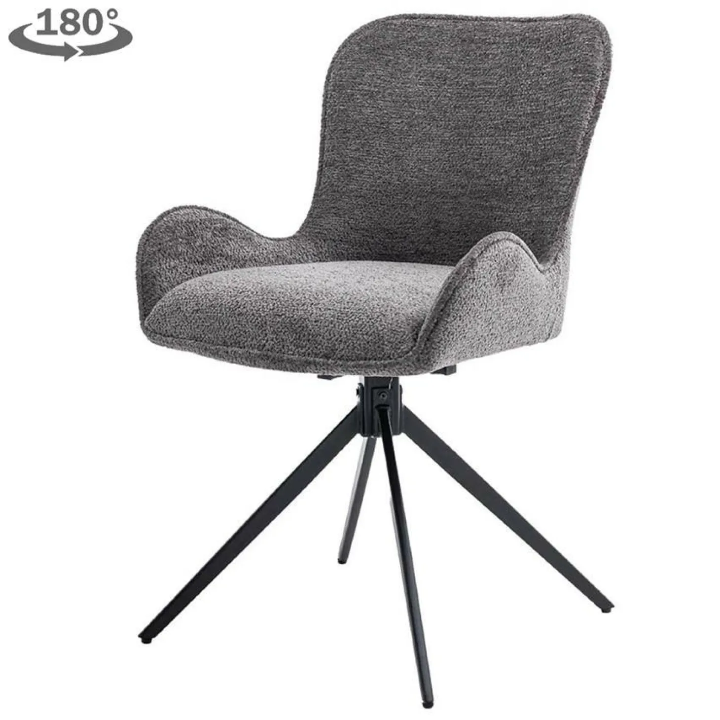 Draaibare Eetkamerstoel Sora Chenille - Antraciet - Loft24.nl