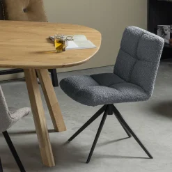 Draaibare Eetkamerstoel Vinny Bouclé - Antraciet - Loft24.nl