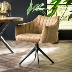 Draaibare Eetkamerstoel Velvet Cinema - Champagne Velours - Loft24.nl