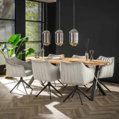 Draaibare Eetkamerstoel Velvet Cinema - Zilver Velours - Loft24.nl