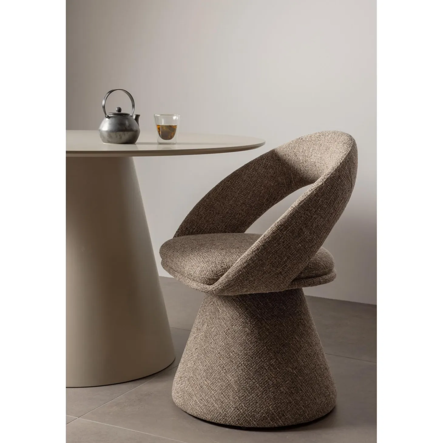 Draaibare Eetkamerstoel Winter Geweven stof - Naturel - Loft24.nl