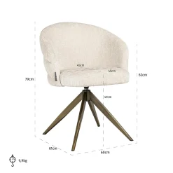 Draaibare Eetkamerstoel Zendaya Chenille - Loft24.nl