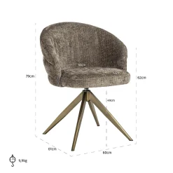 Draaibare Eetkamerstoel Zendaya Chenille - Loft24.nl