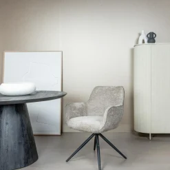 Draaibare Eetkanerstoel Fondo Chenille - Antraciet - Loft24.nl