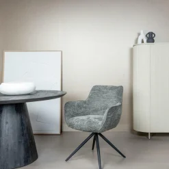 Draaibare Eetkanerstoel Fondo Chenille - Antraciet - Loft24.nl
