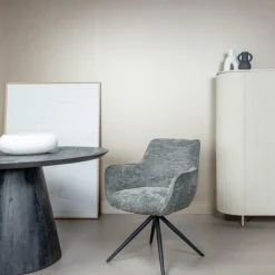 Draaibare Eetkanerstoel Fondo Chenille - Taupe - Loft24.nl
