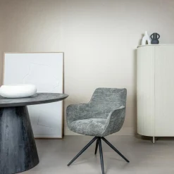 Draaibare Eetkanerstoel Fondo Chenille - Taupe - Loft24.nl