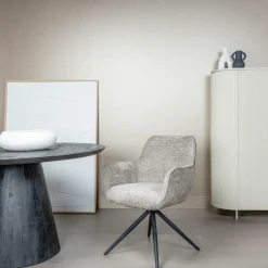 Draaibare Eetkanerstoel Fondo Chenille - Taupe - Loft24.nl