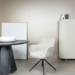 Draaibare Eetkanerstoel Fondo Chenille - Beige - Loft24.nl