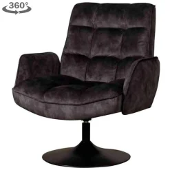 Draaibare Fauteuil Tropea Velvet - Donker grijs - Loft24.nl