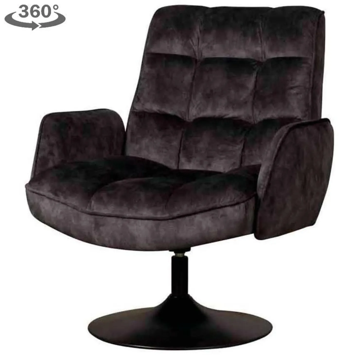 Draaibare Fauteuil Tropea Velvet - Donker grijs - Loft24.nl