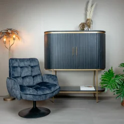 Draaibare Fauteuil Tropea Velvet - Donker grijs - Loft24.nl