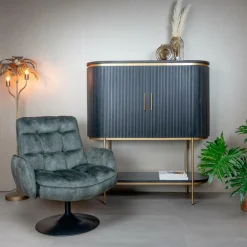 Draaibare Fauteuil Tropea Velvet - Donker groen - Loft24.nl