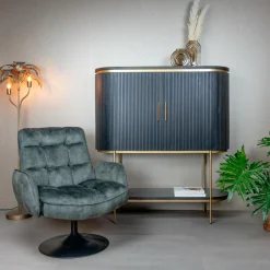 Draaibare Fauteuil Tropea Velvet - Donker groen - Loft24.nl