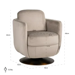 Draaibare Fauteuil Turner Velvet - Khaki - Loft24.nl