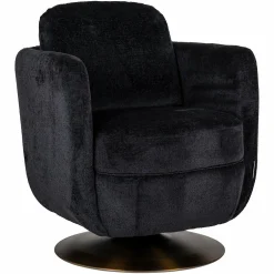 Draaibare Fauteuil Turner Chenille - Zwart - Loft24.nl