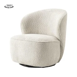 Draaifauteuil Belvi Chenille kleur Crème - Loft24.nl
